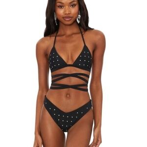 New! Beach Riot Winnie strappy rhinestone bikini top 3285